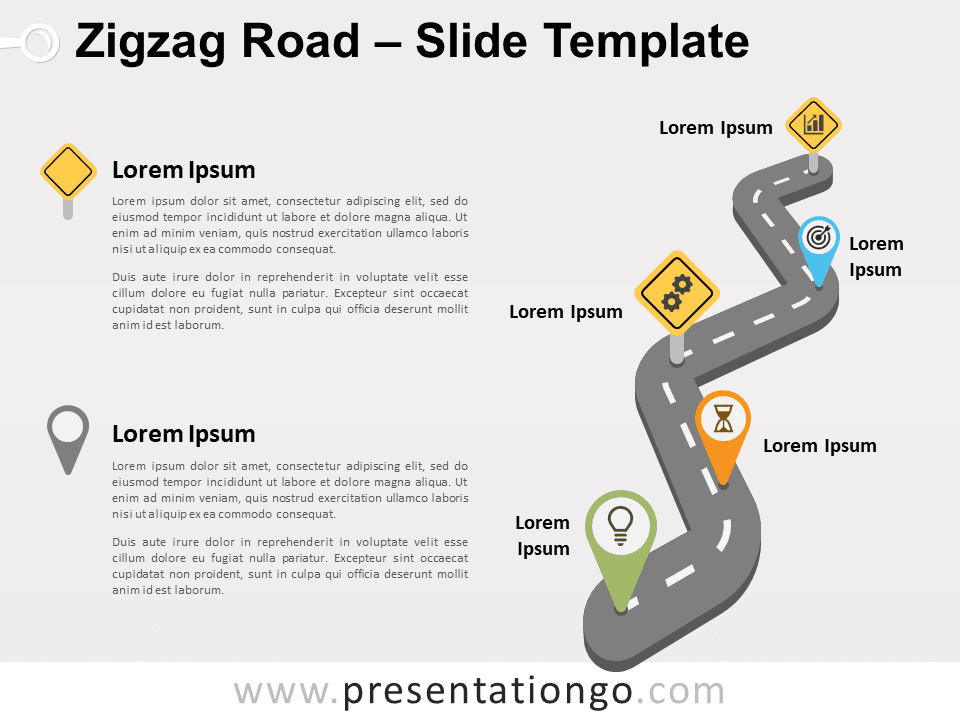 Camino en Zigzag Gráfico Gratis Para PowerPoint Y Google Slides