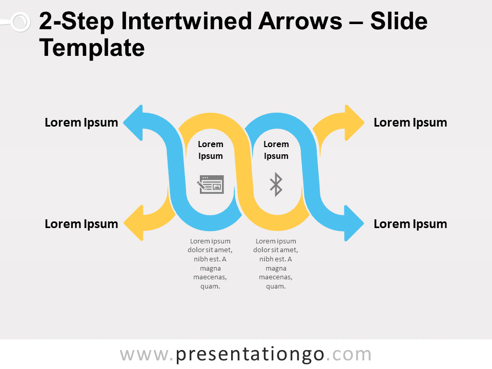 Flechas Entrelazadas de 2 Pasos - Gráfico Gratis Para PowerPoint Y Google Slides
