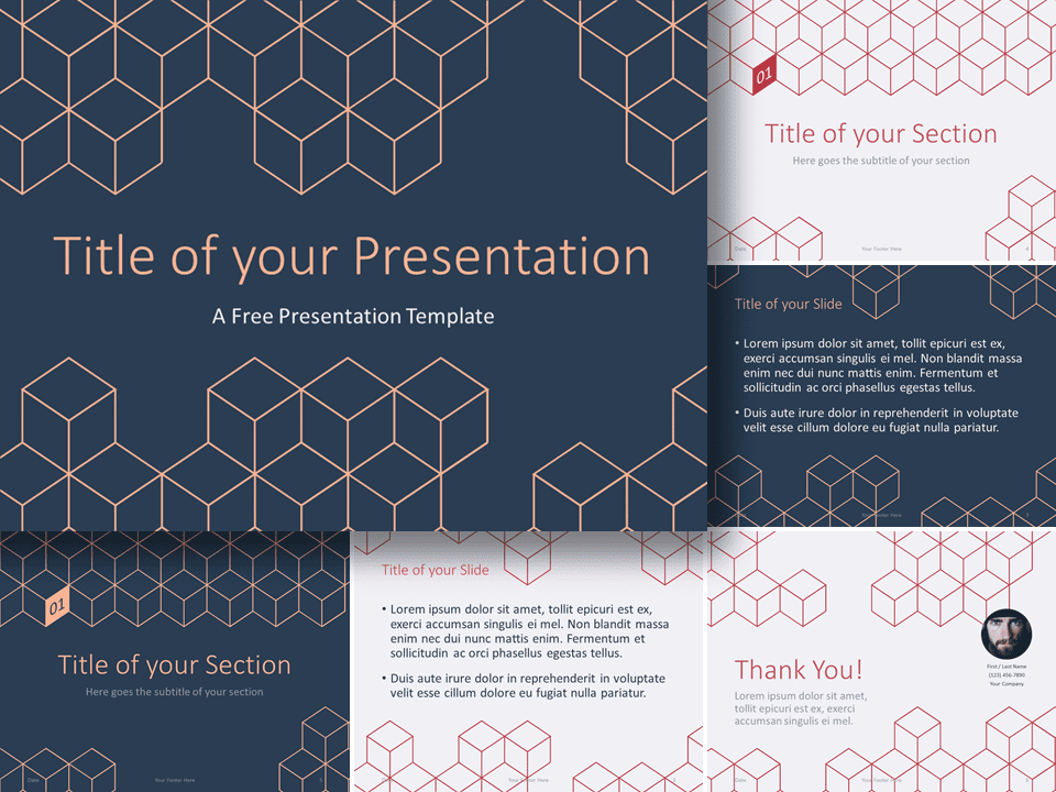 Plantilla Líneas de Cubo 3D Gratis Para PowerPoint Y Google Slides
