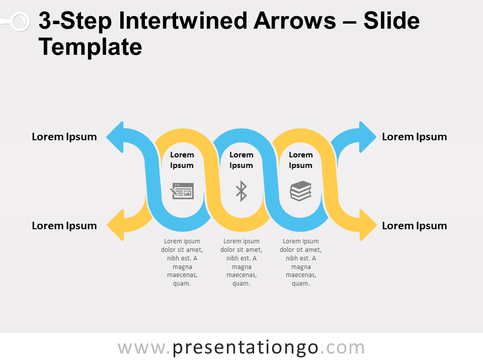 Flechas Entrelazadas de 3 Pasos - Gráfico Gratis Para PowerPoint Y Google Slides
