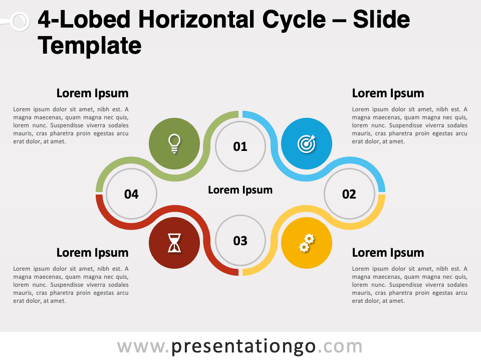Ciclo Horizontal de 4 Lóbulos Diagrama Gratis Para PowerPoint Y Google Slides