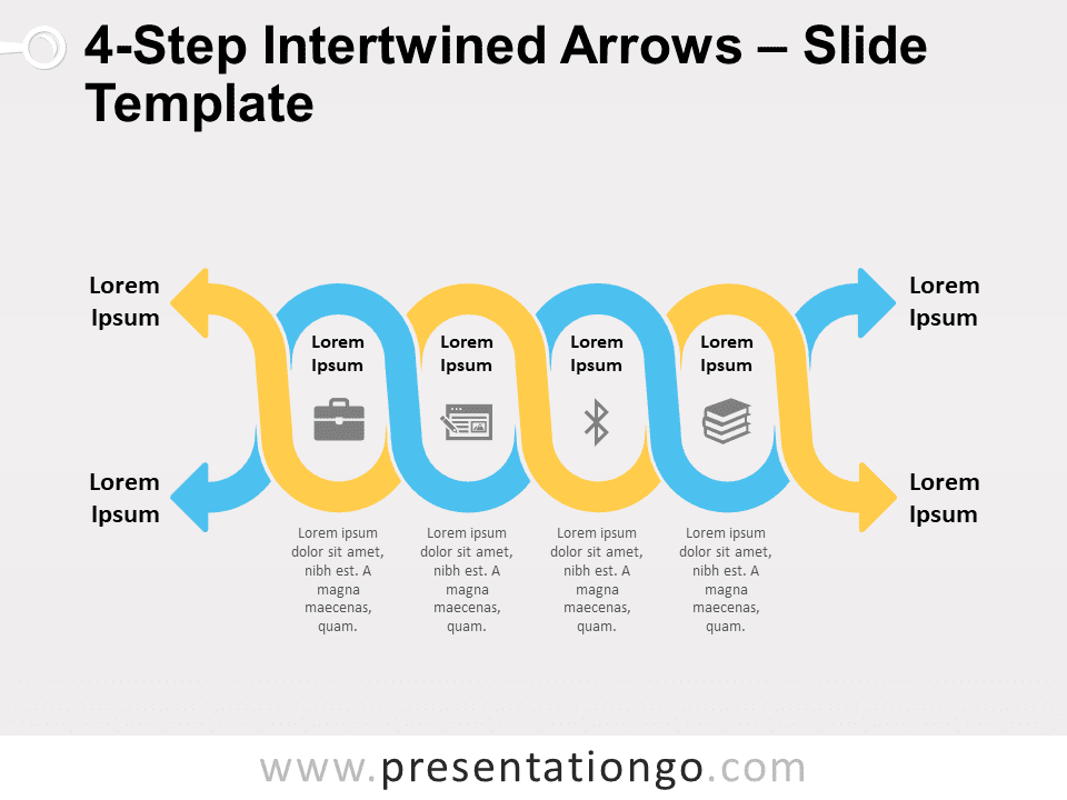 Flechas Entrelazadas de 4 Pasos - Gráfico Gratis Para PowerPoint Y Google Slides