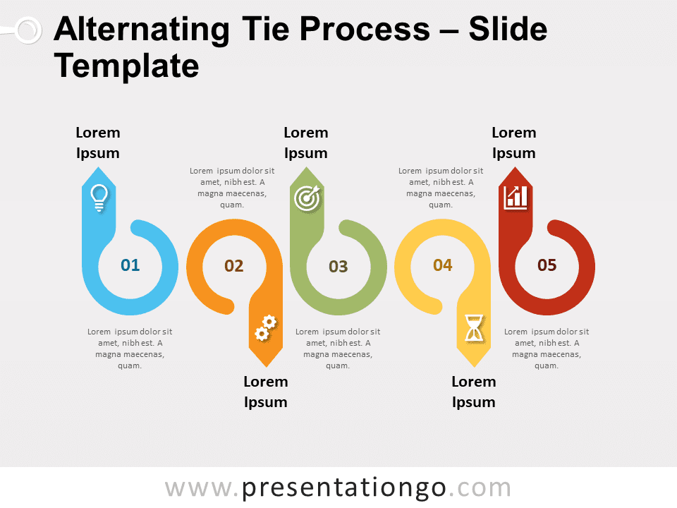 Proceso de Corbatas Alternas - Gráfico Gratis Para PowerPoint Y Google Slides