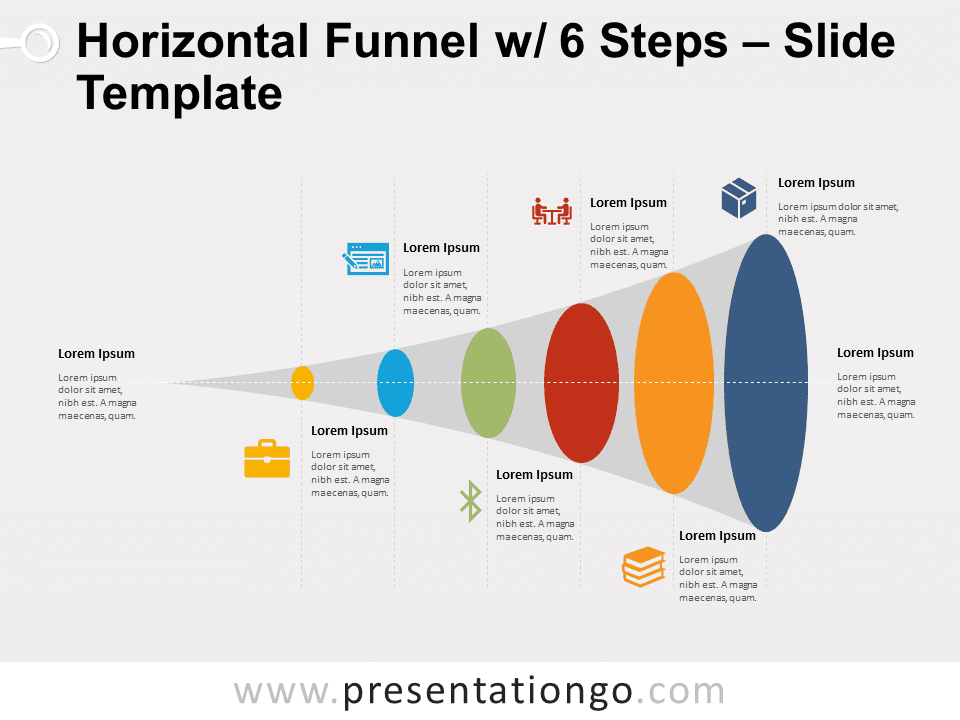 Embudo Horizontal Con 6 Pasos - Gráfico Gratis Para PowerPoint Y Google Slides