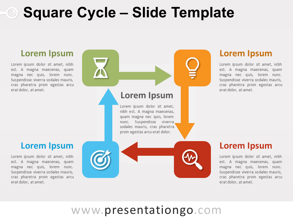 Ciclo Cuadrado Diagrama Gratis Para PowerPoint Y Google Slides