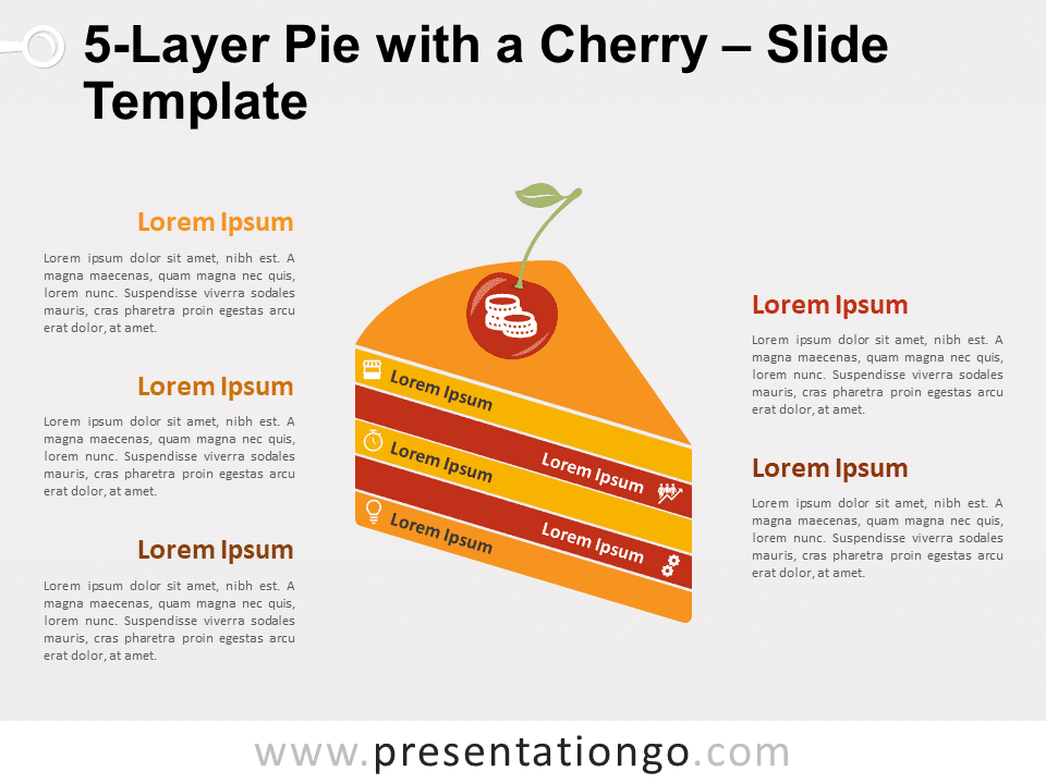 Pastel de 5 Capas Con Una Cereza - Gráfico GratisPara PowerPoint Y Google Slides