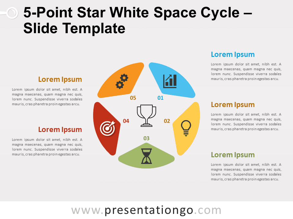Ciclo de Espacio en Blanco Con Estrella de 5 Puntas - Diagrama Gratis Para PowerPoint Y Google Slides