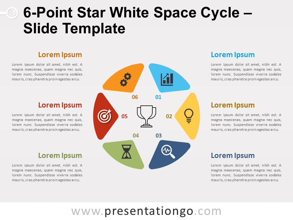 Ciclo de Espacio en Blanco Con Estrella de 6 Puntos - Diagrama Gratis Para PowerPoint Y Google Slides