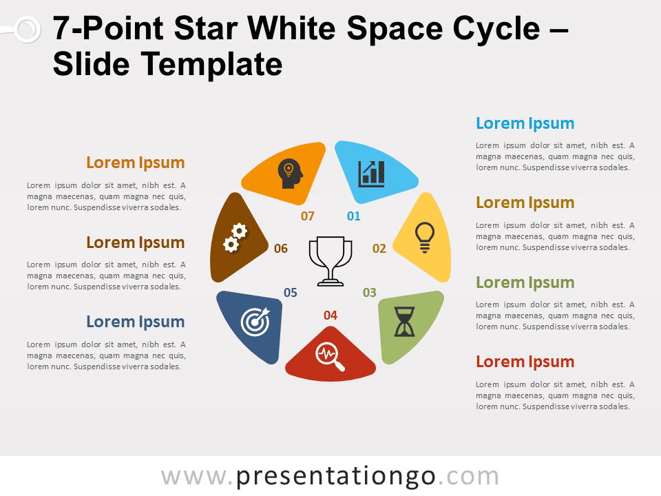 Ciclo de Espacio Blanco de 7 Puntas de Estrella - Diagrama Gratis Para PowerPoint Y Google Slides