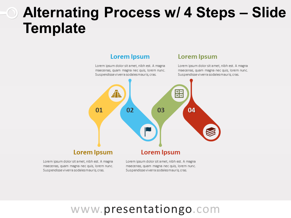 Proceso Alterno Con 4 Pasos - Gráfico Gratis Para PowerPoint Y Google Slides