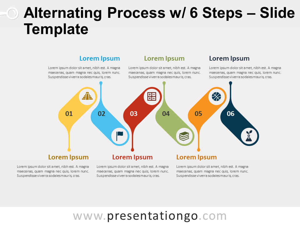 Proceso Alterno Con 6 Pasos - Gráfico Gratis Para PowerPoint Y Google Slides