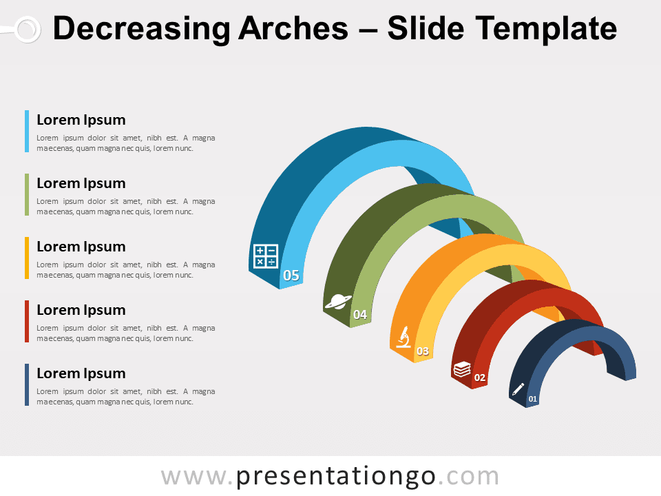 Arcos Decrecientes Gráfico Gratis Para PowerPoint Y Google Slides