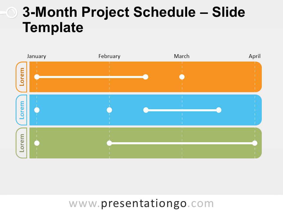Calendario de Proyectos Trimestrales de 3 Meses Gráfico Gratis Para PowerPoint Y Google Slides