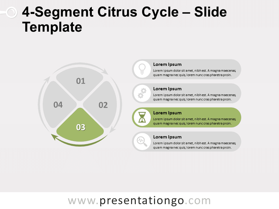 Ciclo de Cítricos de 4 Segmentos Gráfico Gratis Para PowerPoint Y Google Slides