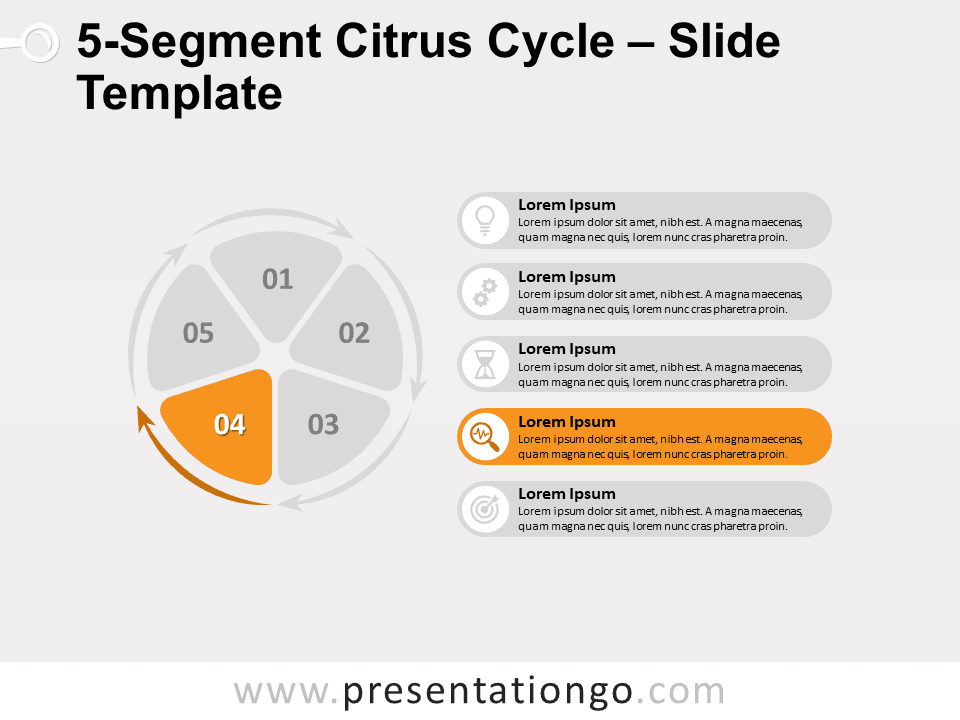 Ciclo de Cítricos de 5 Segmentos Gráfico Gratis Para PowerPoint Y Google Slides