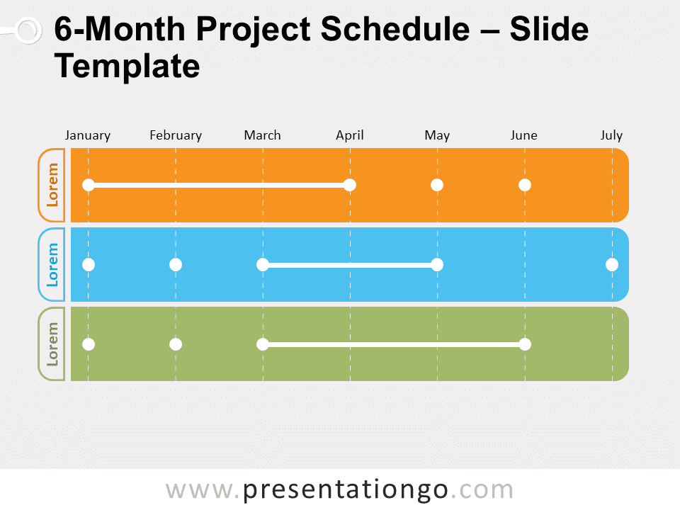 Programación de Proyecto de 6 Meses Gráfico Gratis Para PowerPoint Y Google Slides