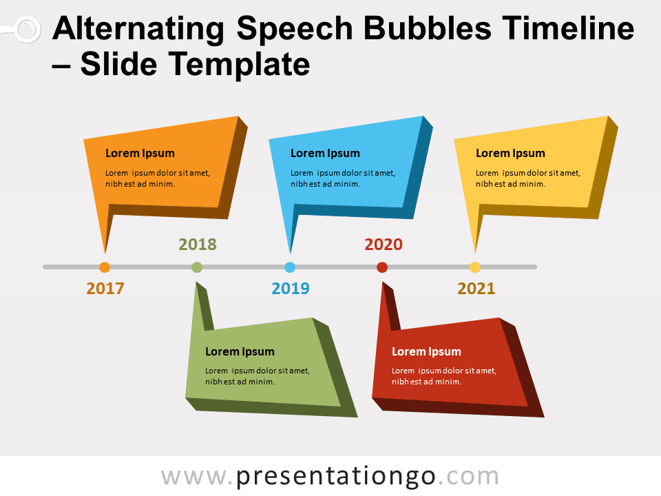 Cronología de Burbujas de Diálogo Alternadas - Gráfico Gratis Para PowerPoint Y Google Slides
