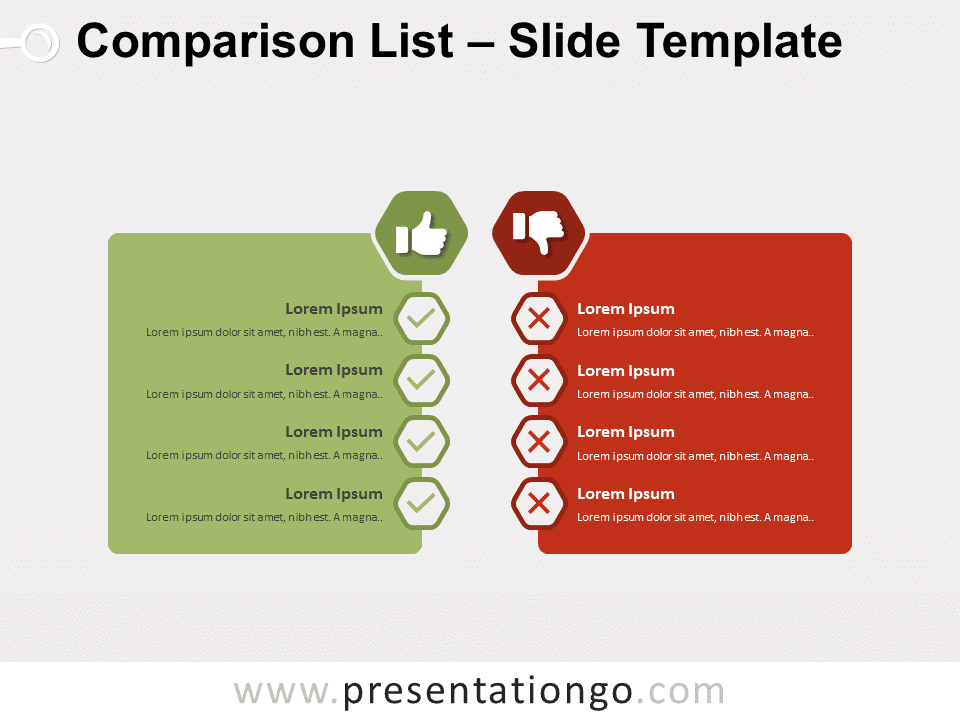 Lista de Comparación Gráfico Gratis Para PowerPoint Y Google Slides