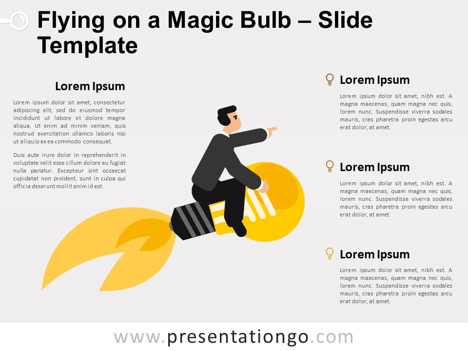 Volando en Una Bombilla Mágica Gráfico Gratis Para PowerPoint Y Google Slides