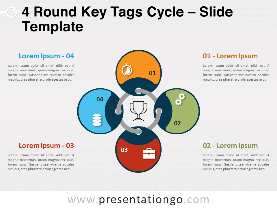 Ciclo de 4 Etiquetas de Llaves Redondas - Gráfico Gratis Para PowerPoint Y Google Slides