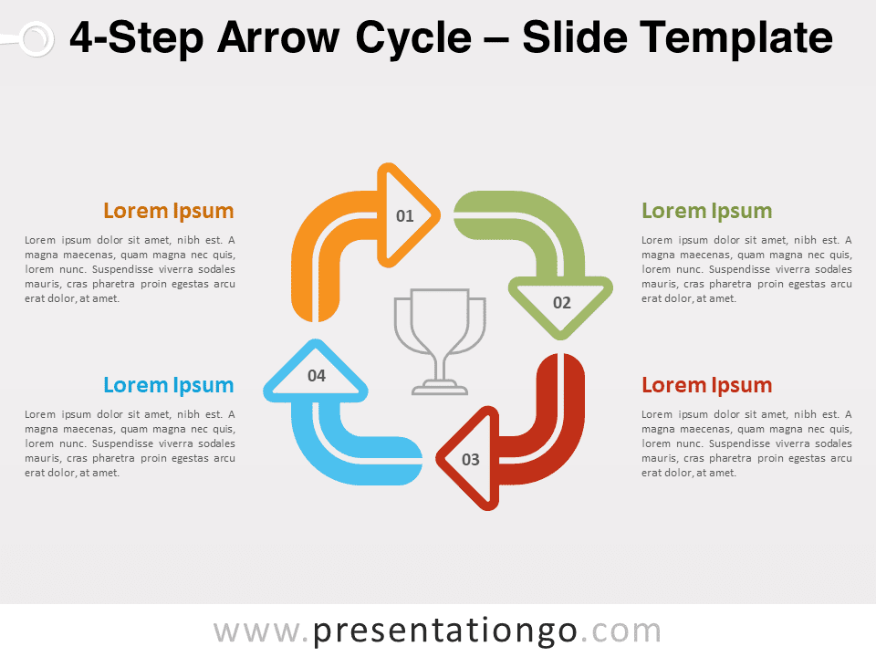 Ciclo de Flechas de 4 Pasos - Diagrama Gratis Para PowerPoint Y Google Slides