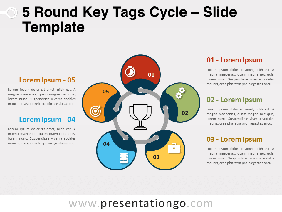 Ciclo de 5 Etiquetas Redondas - Gráfico Gratis Para PowerPoint Y Google Slides