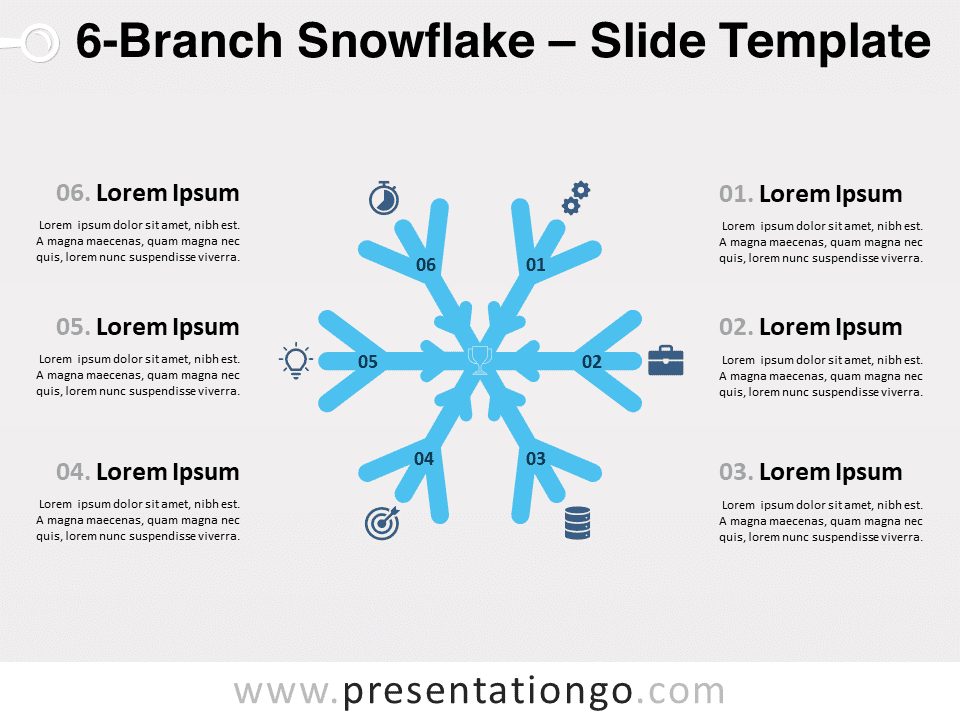 Copo de Nieve de 6 Ramas Gráfico Gratis Para PowerPoint Y Google Slides