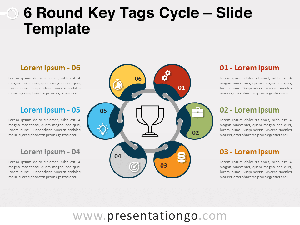 Ciclo de 6 Etiquetas Redondas - Gráfico Gratis Para PowerPoint Y Google Slides