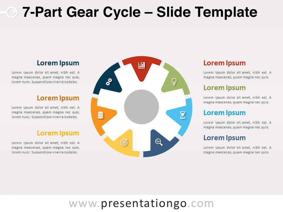 Ciclo de Engranajes de 7 Partes - Diagrama Gratis Para PowerPoint Y Google Slides
