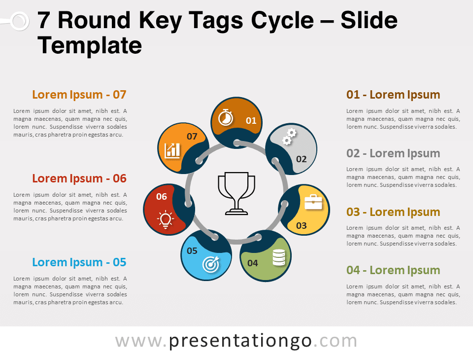 Ciclo de 7 Etiquetas de Llaves Redondas - Gráfico Gratis Para PowerPoint Y Google Slides