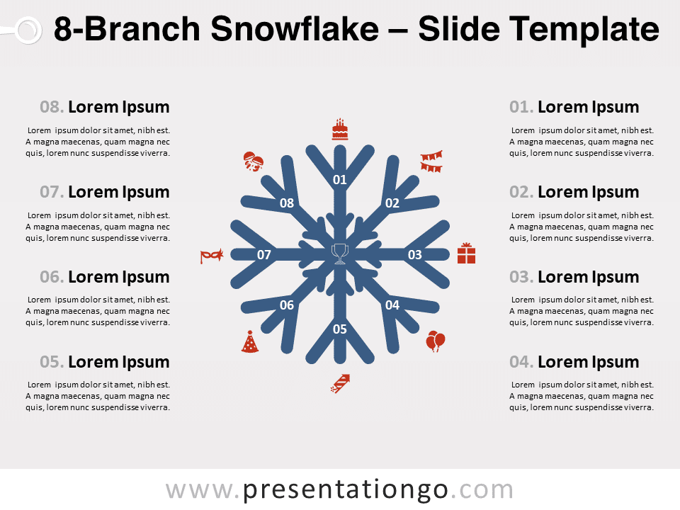 Copo de Nieve de 8 Ramas Gráfico Gratis Para PowerPoint Y Google Slides