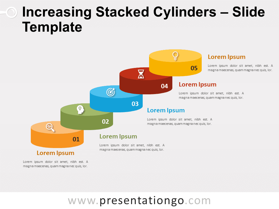 Cilindros Apilados en Aumento - Gráfico Gratis Para PowerPoint Y Google Slides