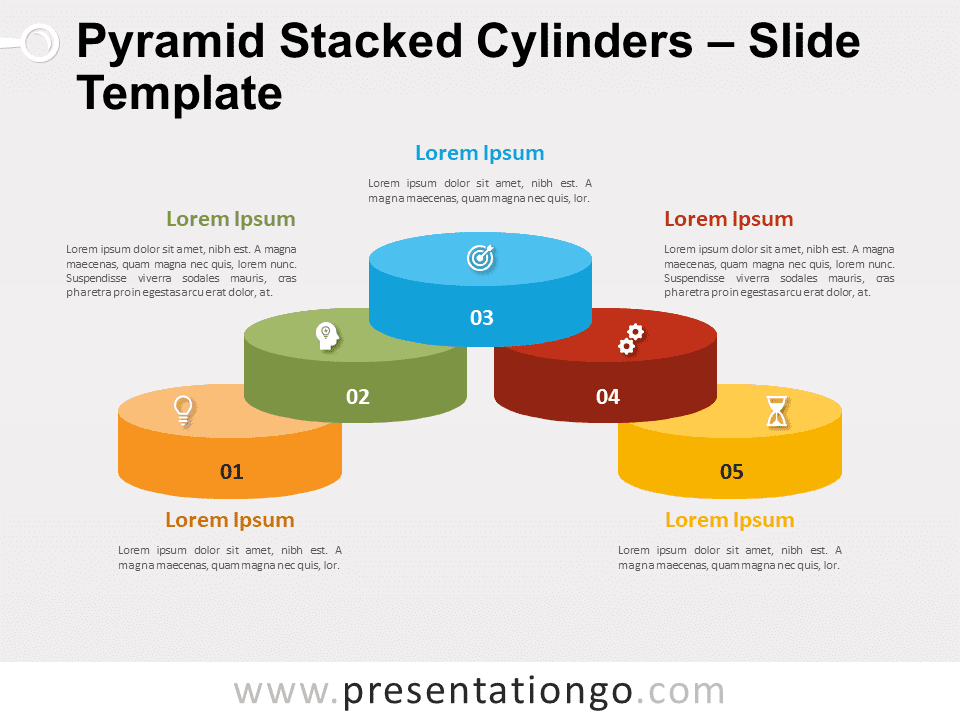 Cilindros Apilados en Forma de Pirámide - Gráfico Gratis Para PowerPoint Y Google Slides