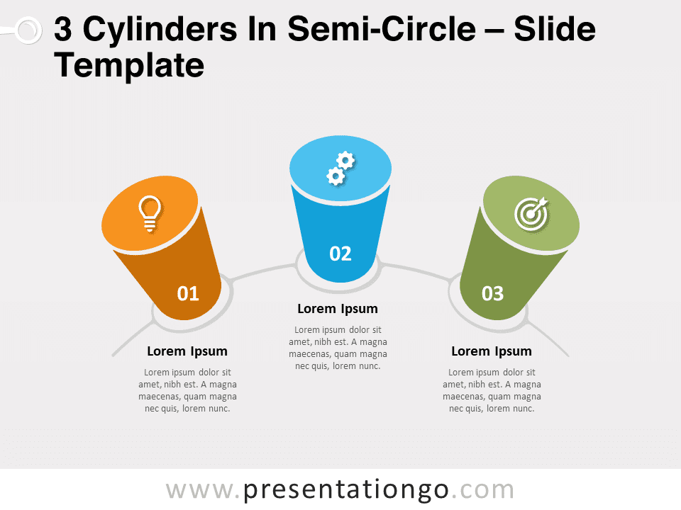 Tres Cilindros en Semicírculo Gráfico Gratis Para PowerPoint Y Google Slides