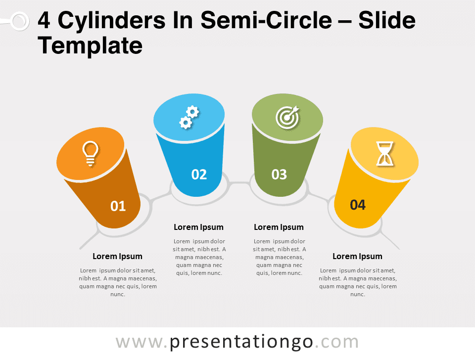 Cuatro Cilindros en Semicírculo Gráfico Gratis Para PowerPoint Y Google Slides