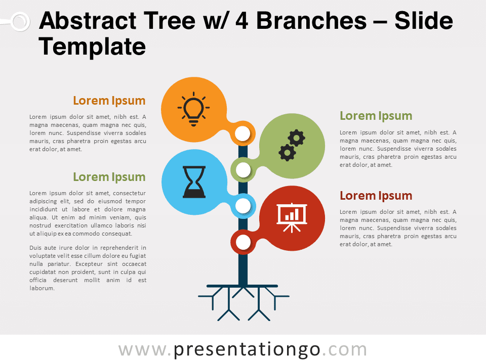 Árbol Abstracto con 4 Ramas - Gráfico Gratis Para PowerPoint Y Google Slides