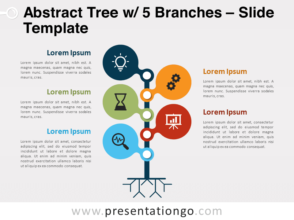 Árbol Abstracto Con 5 Ramas - Gráfico Gratis Para PowerPoint Y Google Slides