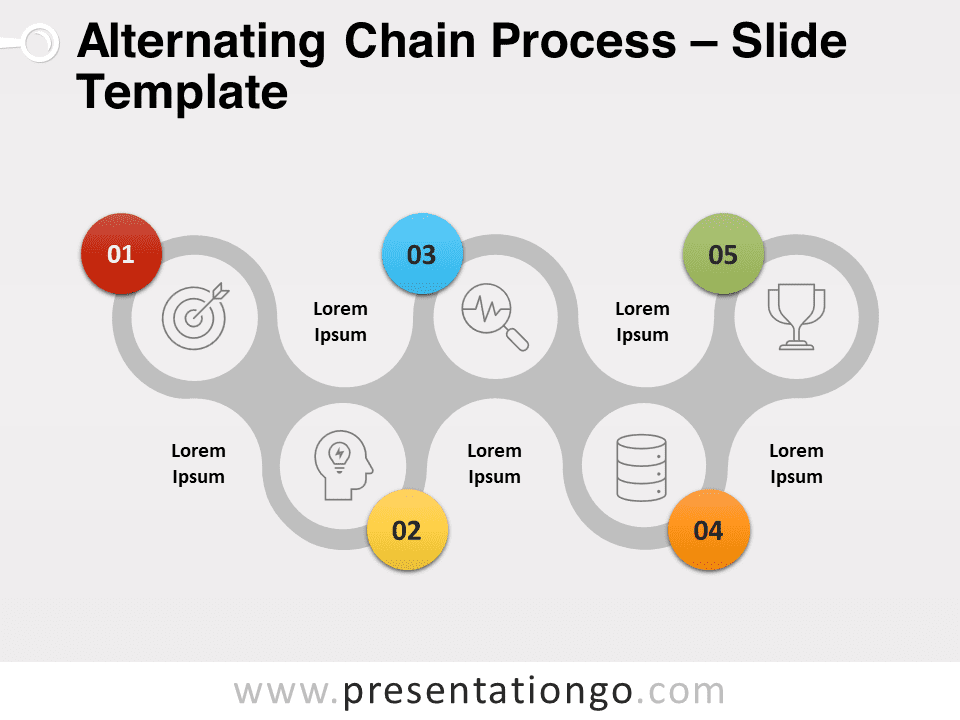 Proceso en Cadena Alterno - Diagrama Gratis Para PowerPoint Y Google Slides