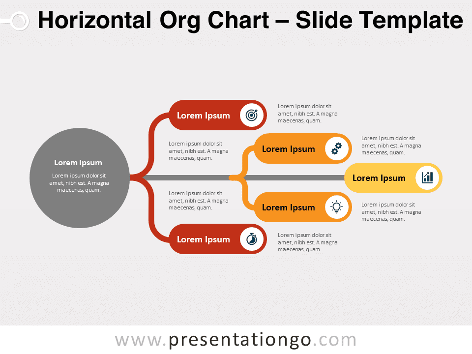 Diagrama Horizontal de la Estructura Organizativa - Gráfico Gratis Para PowerPoint Y Google Slides