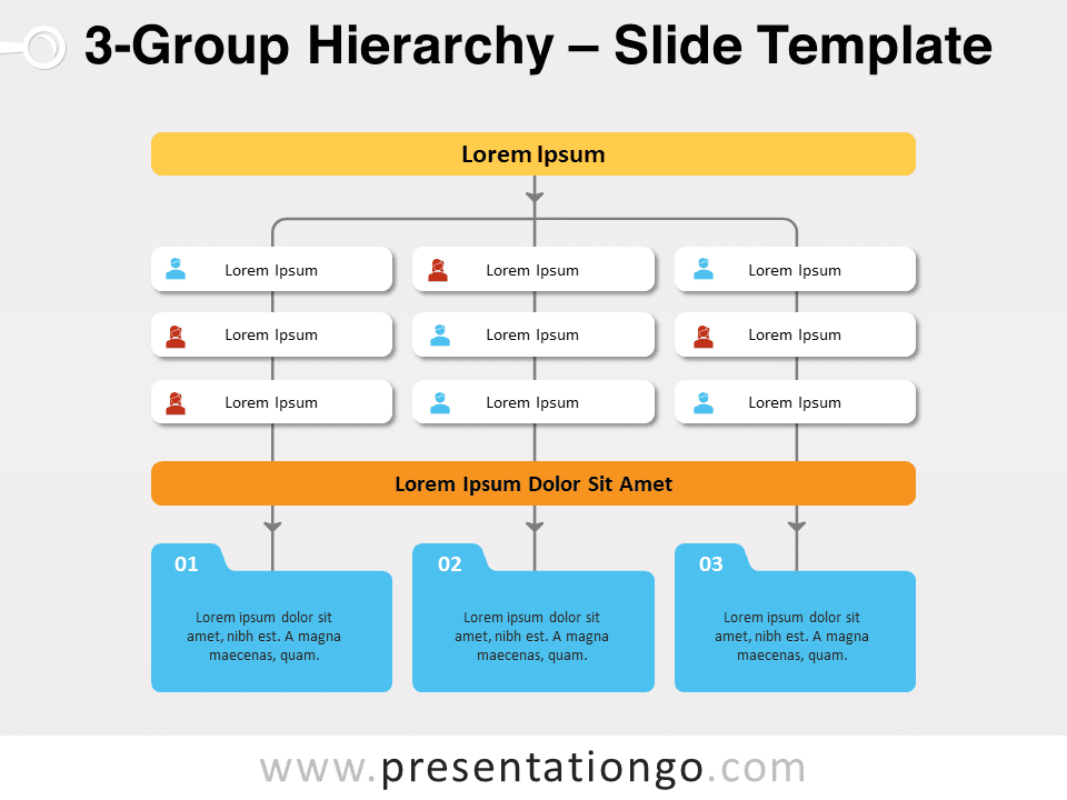 Jerarquía de 3 Grupos - Diagrama Gratis Para PowerPoint Y Google Slides