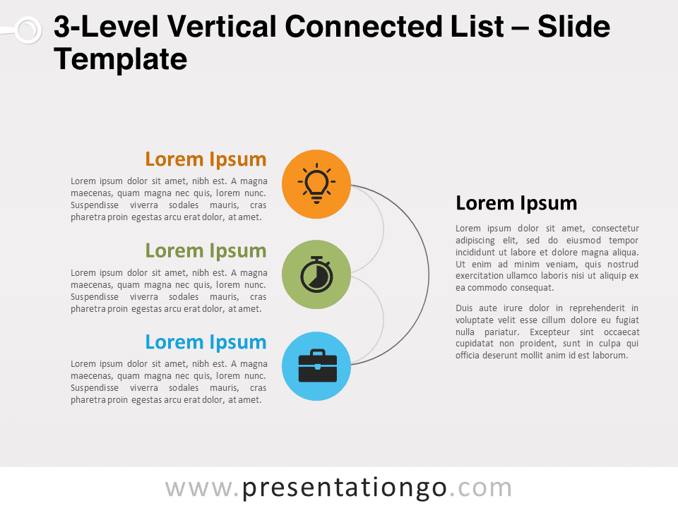 Lista Conectada Vertical de 3 Niveles - Gráfico Gratis Para PowerPoint Y Google Slides