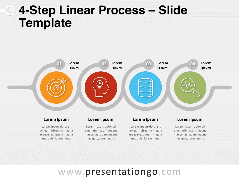 Proceso Lineal de 4 Pasos Gráfico Gratis Para PowerPoint Y Google Slides
