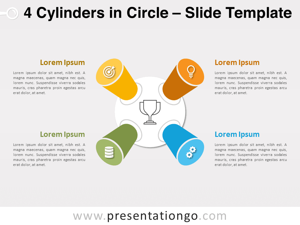 4 Cilindros en Círculo - Gráfico Gratis Para PowerPoint Y Google Slides