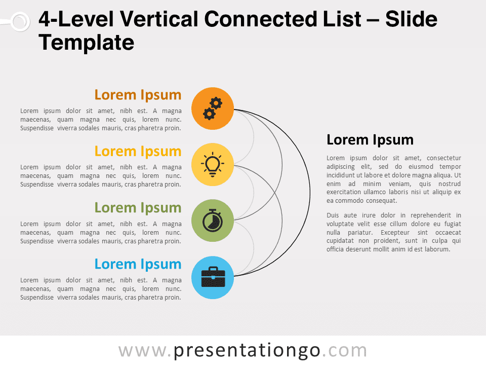Lista Conectada Vertical de 4 Niveles - Gráfico Gratis Para PowerPoint Y Google Slides