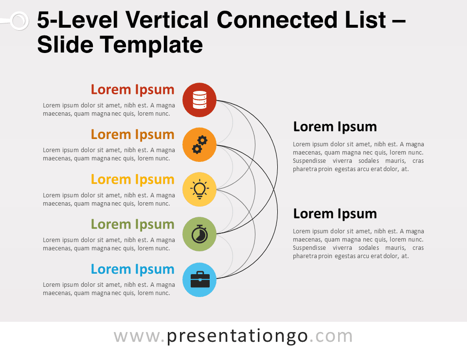 Lista Conectada Vertical de 5 Niveles - Gráfico Gratis Para PowerPoint Y Google Slides