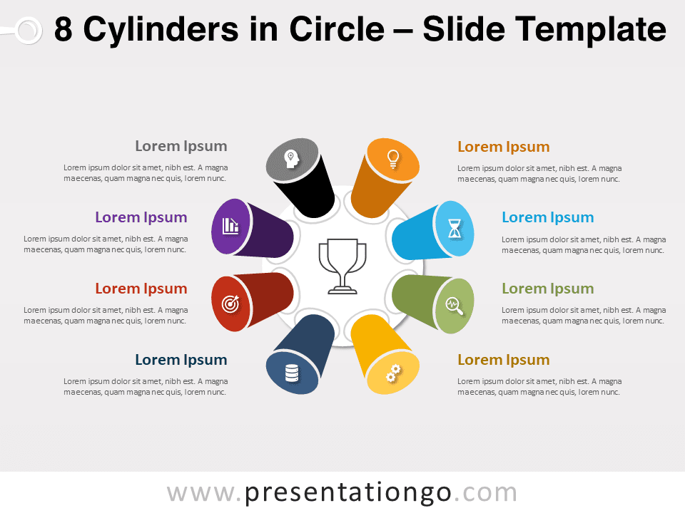 8 Cilindros en Círculo - Gráfico Gratis Para PowerPoint Y Google Slides