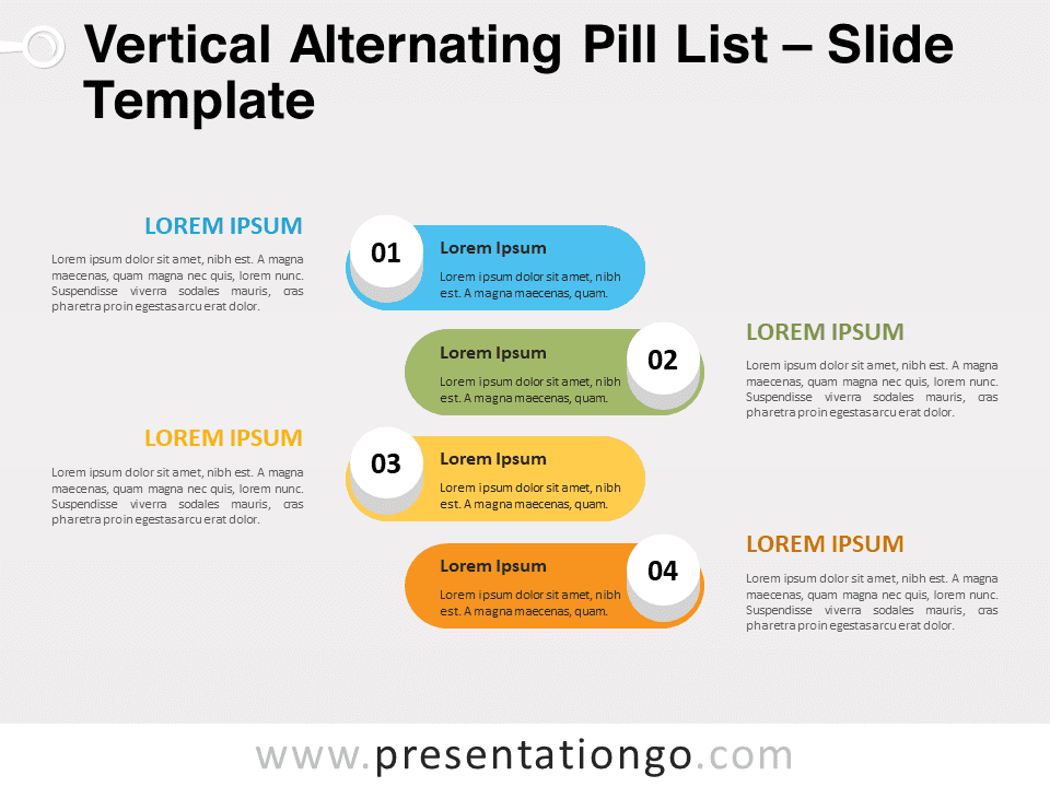 Lista de Pastillas Verticales Alternas - Gráfico Gratis Para PowerPoint Y Google Slides