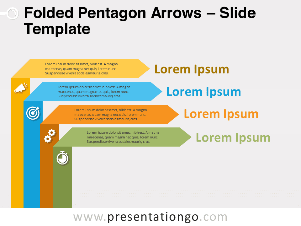 Flechas Pentagonales Plegadas Para PowerPoint Y Google Slides