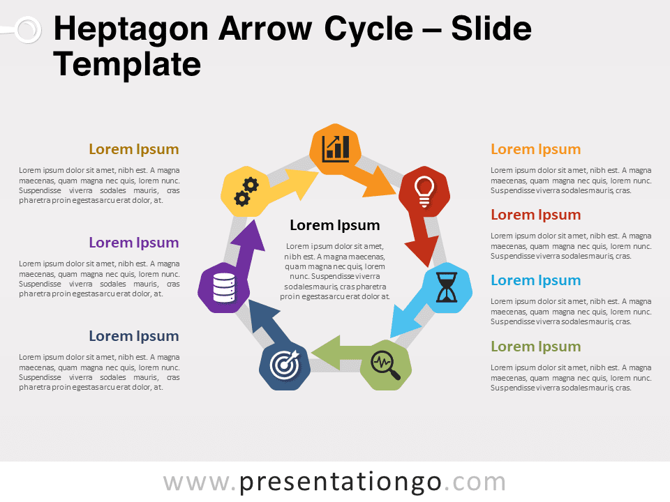 Ciclo de Flechas de Heptágono - Diagrama Gratis Para PowerPoint Y Google Slides