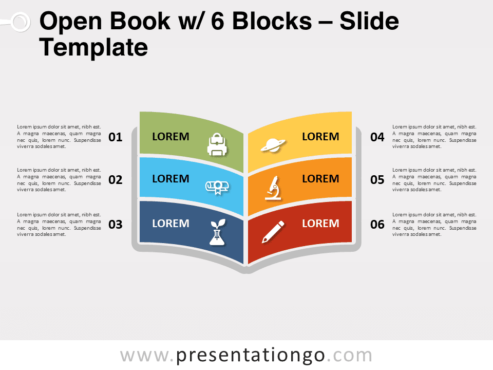 Libro Abierto Con 6 Bloques - Gráfico Gratis Para PowerPoint Y Google Slides